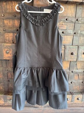 Girls Black Ruffle Hem Dress